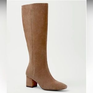 ANN TAYLOR SUEDE TALL BLOCK HEEL BOOTS